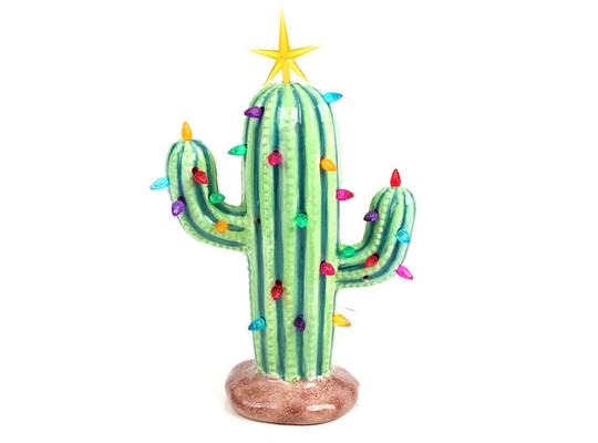 Lighted Ceramic Cactus