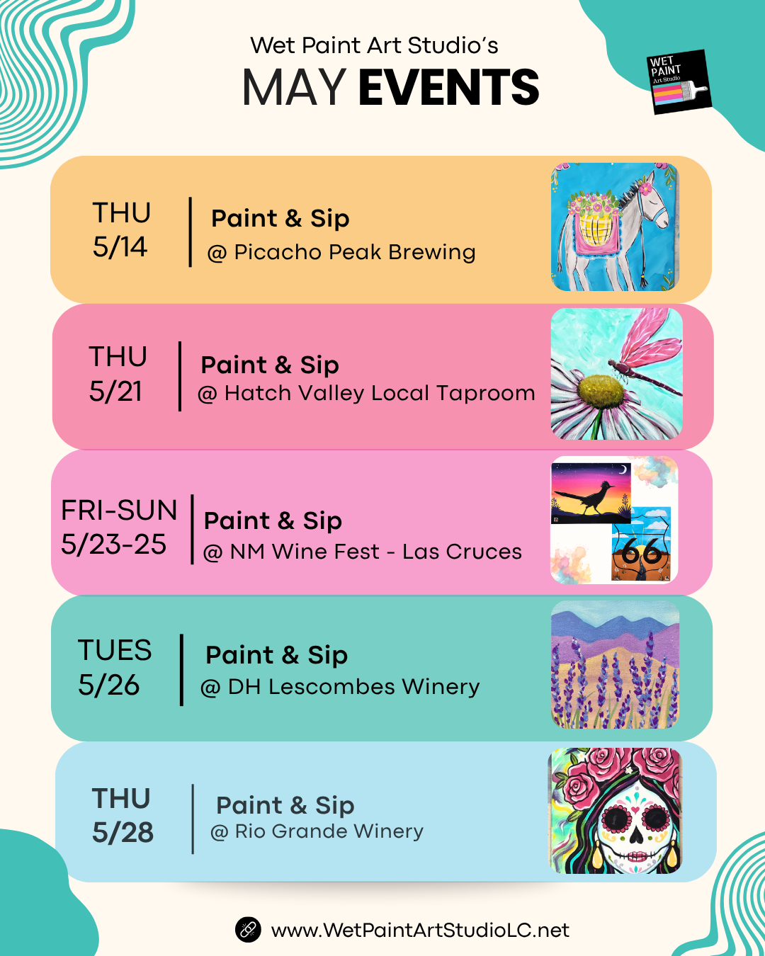 What to do in Las Cruces NM, Paint and Sip, Sip and Paint